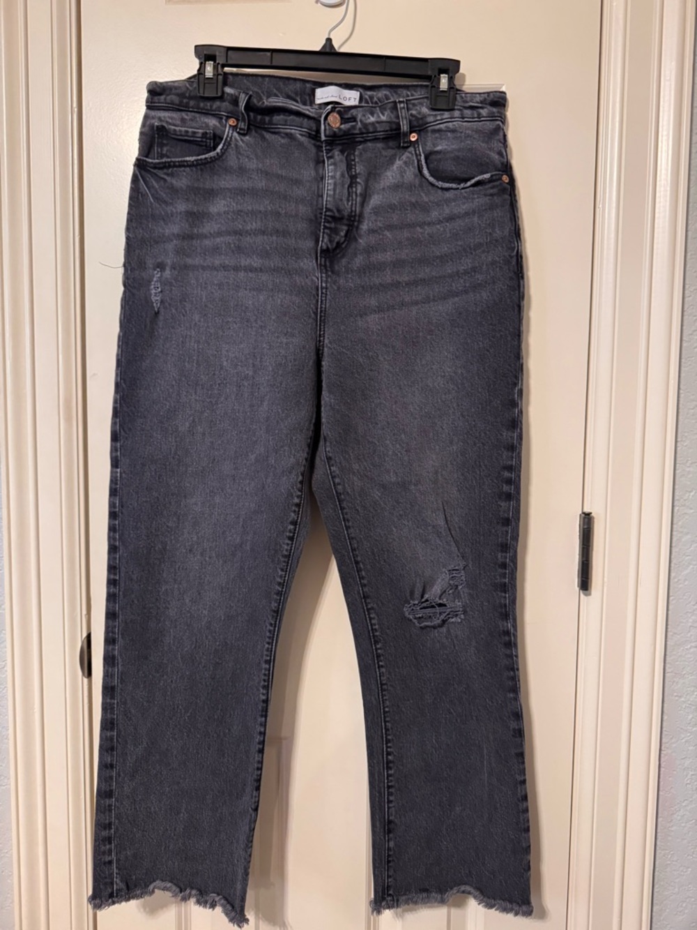 LOFT Women's Washed Black Straight-Leg Jeans